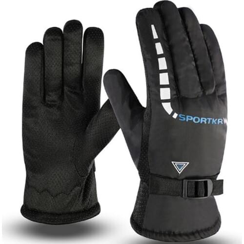 XEONGKVI Korean Non-slip Skiing Add Plush Upset Gloves Fashion Autumn Winter Warm Motorcycle Riding Men Gloves