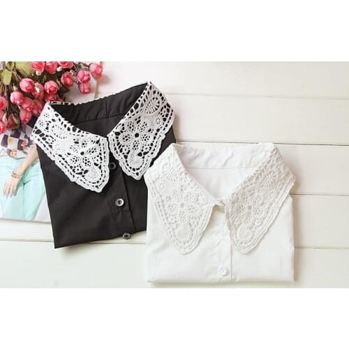 Fashion Womens Girls Detachable Lapel Shirt False Collar Choker Vintage Fake Shirt Crystal Rhinestone Necklace Choker Collar