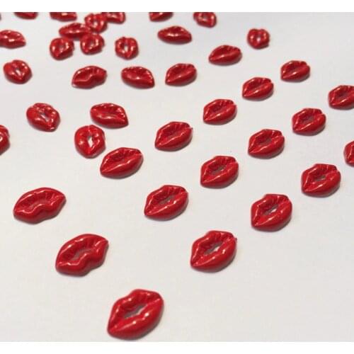 10pcs 3d cute lips for nail art,Fashion Red Lips Alloy Glitter 3d Nail Art Decorations With Rhinestones Tools,Alloy Nail Charms