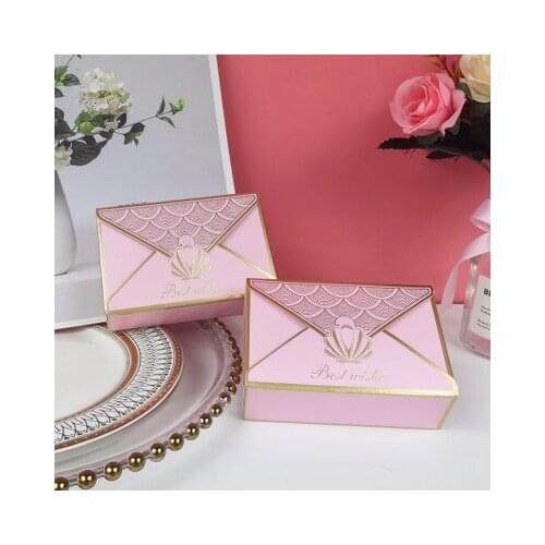 100pcs Creative Envelope Shape Candy Boxes Gift Bag Wedding Gift Box Favors Birthday Party Christmas Jelwery Package Decoration