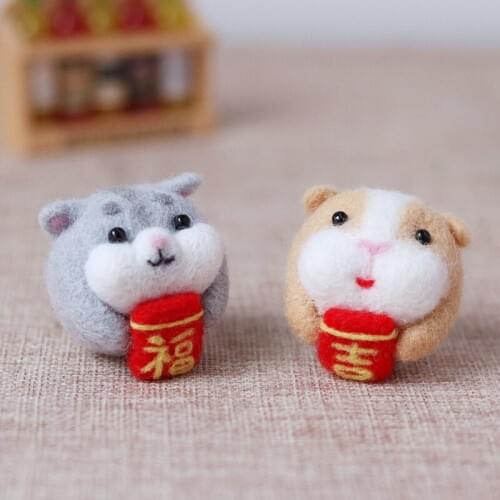 Non-Finished Felt Japan Hamster Wool Needle felting Kit No-finished package DIY Indoor Handmade Wool Doll Gift for Kids friends