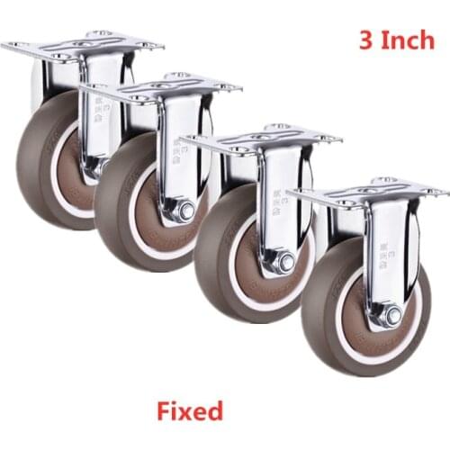 4 Pcs/Lot 3 Inch Fixed Caster Rubber Mute Light Furniture Medical Shelf Ventilator Wheel