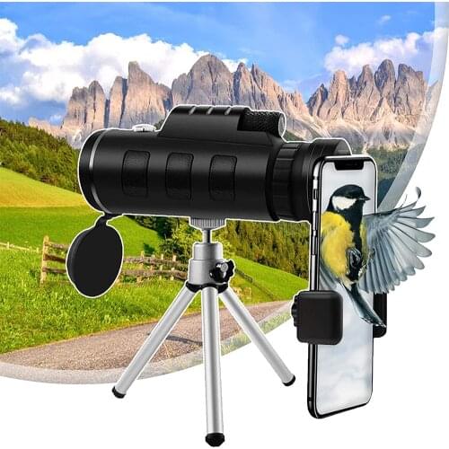40X60 Monocular Telescope for Smartphone with Holder & Tripod Dual Focus HD Mobile Phone Camera Lens for Camping Wildlife Hiking