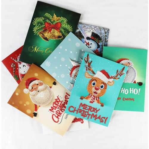 8Pcs 5d Diy Diamond Painting Christmas Cards 4pcs 8pcs Diamond Mosaic Emboridery Beads Full Custom Christmas Gift Santa Man