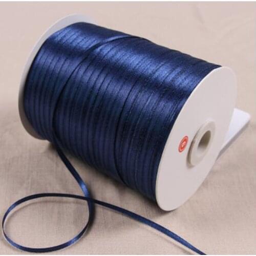 New 1/8" 3mm 880Yards/roll Navy Satin Ribbon For Arts Crafts & Sewing Christmas Wedding Party Decoration Gift Wrap DIY Material