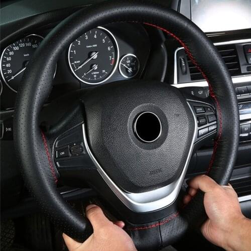 Car leather hand-sewn steering wheel cover for Mazda 2 Mazda 3 Mazda 5 Mazda 6 CX5 CX-5 CX7 CX9 Atenza Axela Hyundai solaris