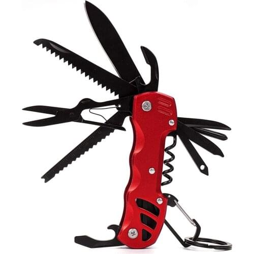 14 in 1 keychain Knife Army Knife Multitool Keychain Outdoor Survival Folding Pocket Scissors Saw Bottle Opener All in One Tool