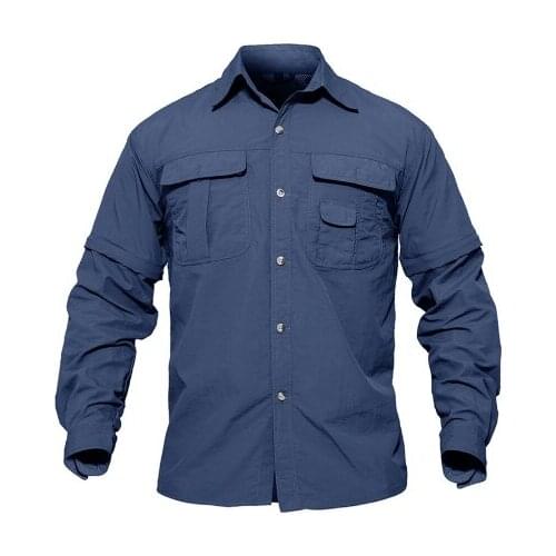 Quick Dry Shirt Men Hiking Shirt Removable Military Tactical Shirts With Pockets Hunting Shirt Fishing Shirts Outdoor