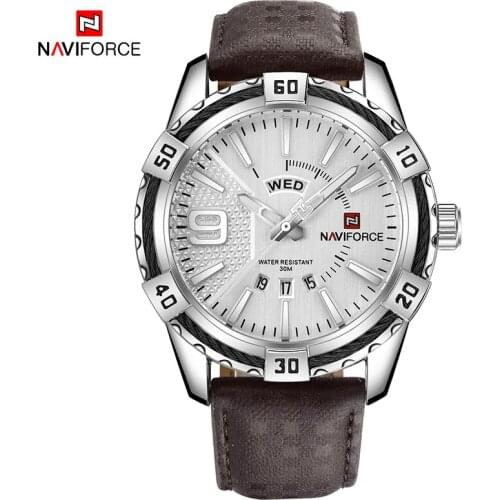 2021NAVIFORCE Luxury Brand Men Watch Military Sports Quartz Watch Analog Date Clock Leather Strap Wristwatch Relogio Masculino