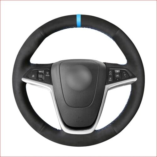Black Suede Steering Wheel Cover for Opel Astra (J) 2010-2015 Ampera 2012-2015 Meriva (B) 2010-2017 Zafira Tourer 2011-2016
