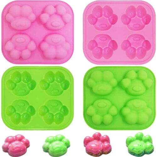 Large Paw Print Mold 4 Cavity Silicone Paw Cat Claw Mold For Making Chocolate Jelly Pudding Muffin Dog Treats