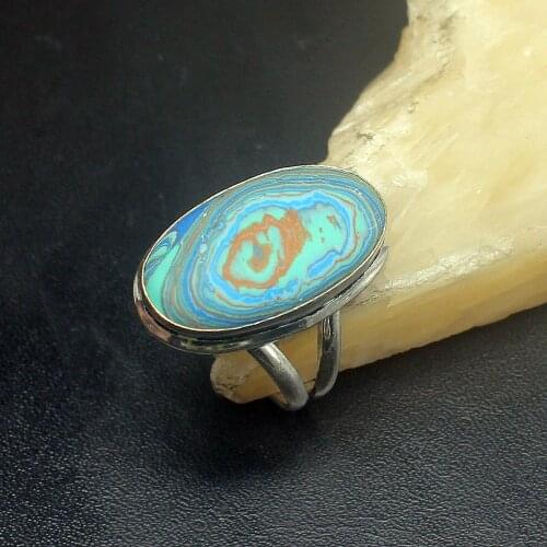 Gemstonefactory Jewelry Big Promotion Single Unique 925 Silver Solitaire Stripe Jasper Women Men Fashion Gifts Rings 8# 20212516