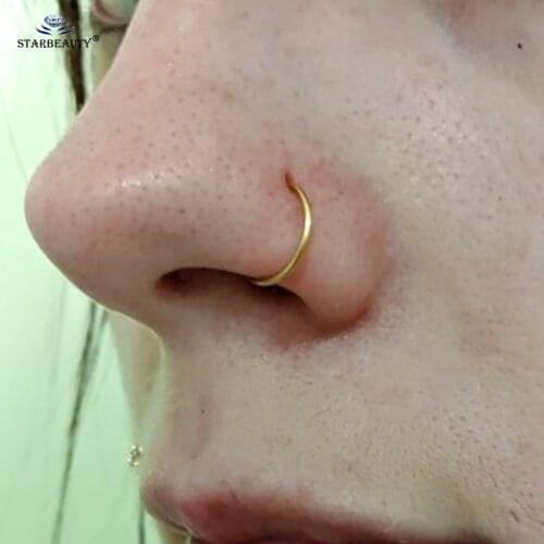 1pc Bendable 0.8x6/8/10mm Fake Nose Ring Hoop Helix Piercing Conch Nostril Piercing Labret Lip Ring Pircing Cartilage Earring