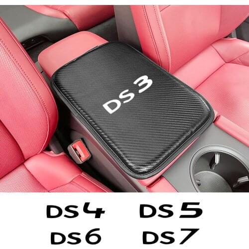 Leather Car Armrest Mat Cover For DS DS3 DS4 DS5 DS6 DS7 Auto Interior Accessories Dust-proof Carbon Fiber Protective Pad
