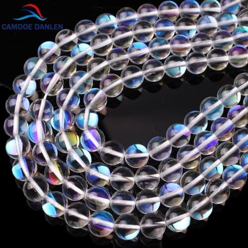 CAMDOE DANLEN AAA Crystal Beads White Austria Crystal Glitter MoonStone Round Beads 6 8 10 12MM Fit Diy Bead For Jewelry Making