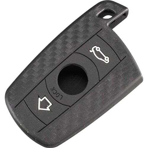 Kutery 10PCS Carbon Fiber Silicone Remote Car Key Cover For BMW E90 E60 E70 E87 3 5 6 Series M3 M5 X1 X5 X6 Protection Replace