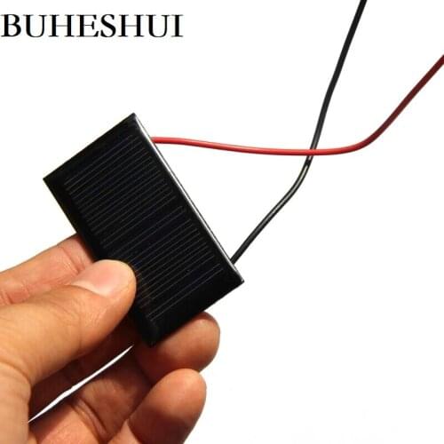 BUHESHUI 0.15W 5V Mini Solar Cell+Cable Polycrystalline Solar Panel/Module Diy Solar Charger For 3.7V 53*30MM Study Kits 10pcs