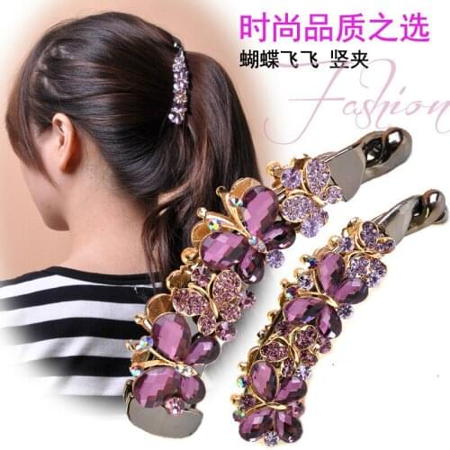 Fashion Womens Headwears Gorgeous Crystal Butterfly Bandanas Hair Accessories Elegant Barrettes Hair Clips for Pretty Women