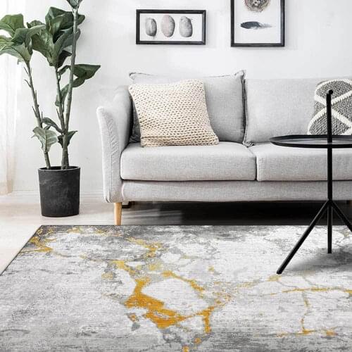 Fashion Modern Minimalist Abstract Ink Golden Gray Living Room Bedroom Bedside Carpet Floor Mats