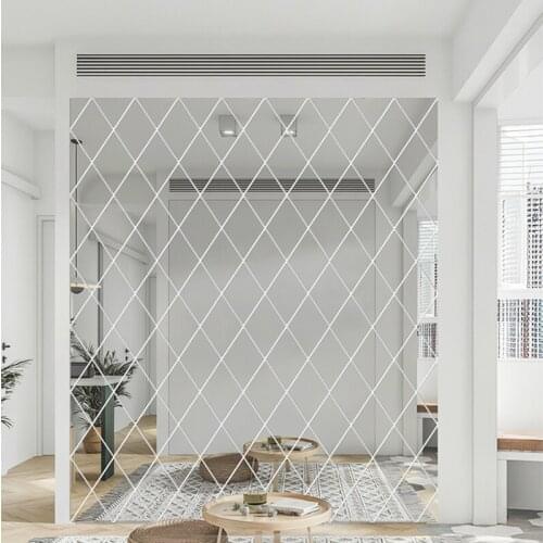 Can Be Scrubbed 3D Mirror Wall Sticker DIY Diamonds Triangles Acrylic Wall Stickers Living Room Home Decoration adesivo de pared
