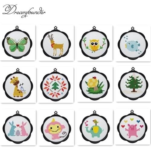 Butterfly owl monkey birds elephantscross stitch kit 14ct 11ct count printed canvas stitches embroidery DIY handmade needlework