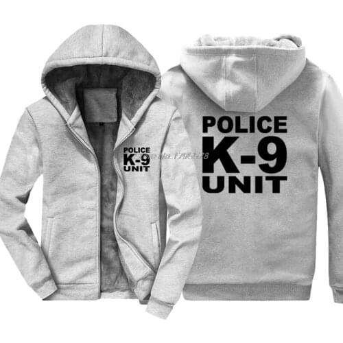 Winter New Fashion Casual Men Thicken Keep Warm Hoodie POLICE K-9 Sweatshirt Hip Hop Hoody Jacket Tops Harajuku Streetwear