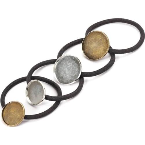 New 10pcs Hair Band Setting 20/25mm Cabochon Base Holder with Elastic Band Rope Hairpin Accessories for Jewelry Making DIY