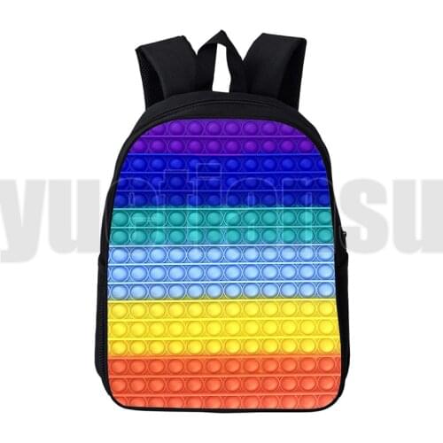 New Black 3D Anime Rainbow Unicorn Push Pop Fidget Backpacks for School Teenagers Girls 12/16 Inch Family Game POP It Back Pack