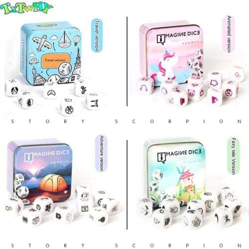 New Telling Story Dice Game Story Metal Box/Bag English Family/Party/Friends Parents with Children Funny English Game