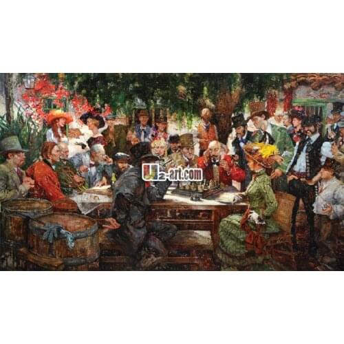 Good gift beautiful Quality canvas art painting printed jeffrey r Watts picture Chess and onlookers Figure-122 16"X32"