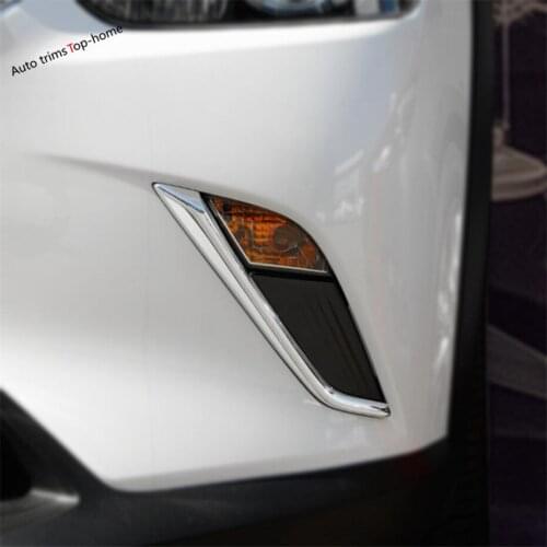 Yimaautotrims Front Fog Foglights Lights Lamps Eyelid Eyebrow Strip ABS Chrome Cover Kit Trim For Mazda CX-3 CX3 2015 - 2019