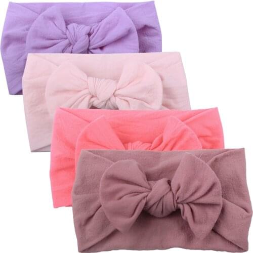 4PCS Baby Accessories Headwear Baby Solid Headband Girls Baby Toddler Turban Solid Headband Hairband Bow повязки на голову детям