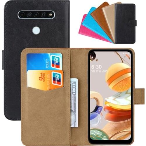 Luxury Wallet Case For LG Q61 PU Leather Retro Flip Cover Magnetic Fashion Cases Strap