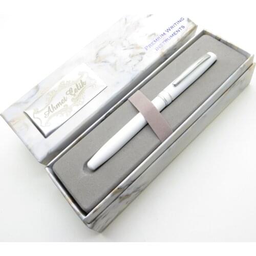 Wings Marble R182 White Chrome Roller Pen | İsme Special Pen | Gift Pen