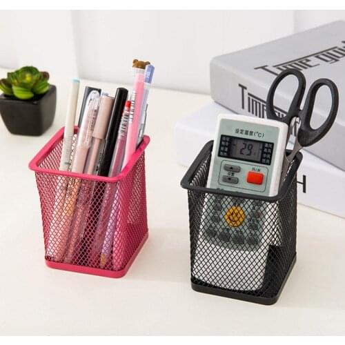 Mesh Metal Pen Pencil Brush Pot Holder Storage Container Office Desk Organizer