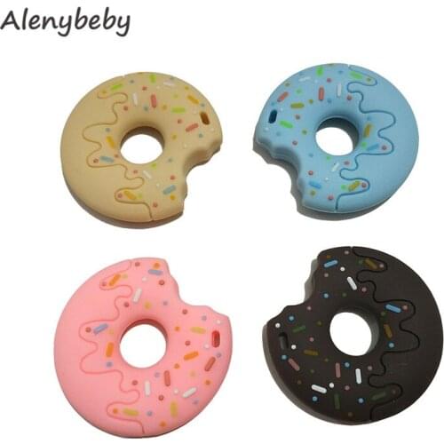 Cute Silicone Donut Beads Teether Toys For Toddlers Organic Silicone Teething Beads Safe DIY Jewelry Nursing Accessories Chewing