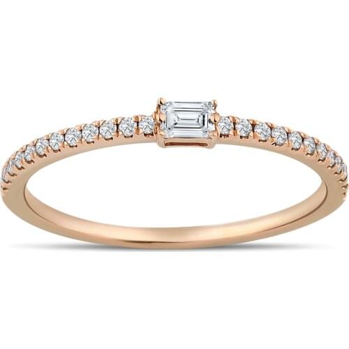 Symbol Gold 0.19 Carat Diamond Ring Baguette Chic Jewelry LoverRings Moissanite Engagement Anniversary Wedding For Women