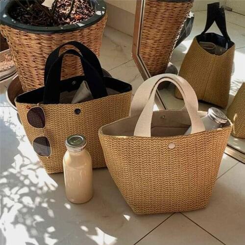 Summer Trend Straw Bags New Popular Hit Color Handbags For Women 2021 Designer Luxury Zipper Color Matching Tote Bag