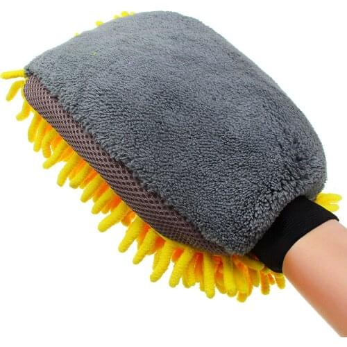 Waterproof Car Cleaning Glove Microfiber Chenille Coral Velvet Wash Tool Elastic Cuffs Washing Brush