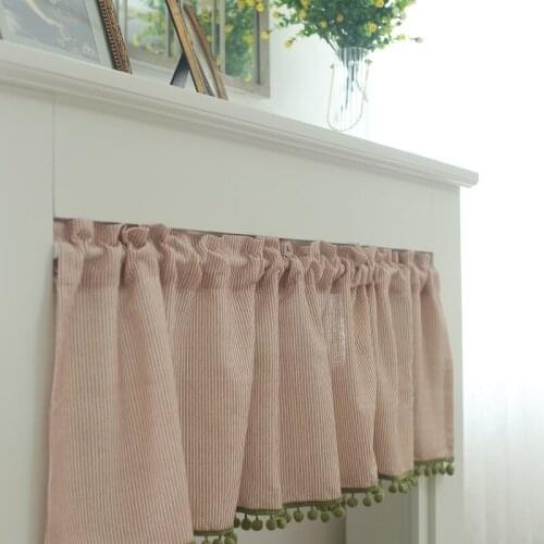 Curtain half curtain stripe American style curtain head cabinet door dust curtain short curtain decorative curtain