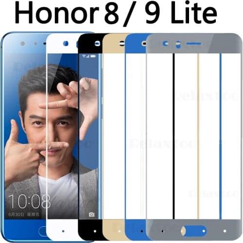 Full Coverage Tempered protective glass on for Huawei honor 9 8 lite honor9 9lite 8lite gray blue glass Screen Protector Film 9h
