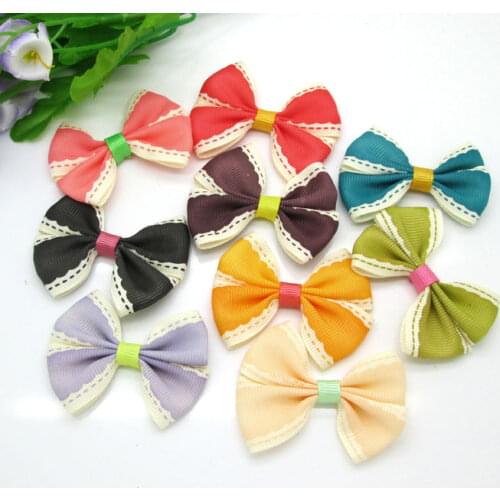 30pcs Mixed Baby Satin Ribbon Stripe Bowknot Hair Clips Applique DIY Craft Wedding Bow Tie Scrapbooking Decoration
