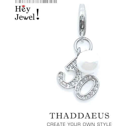 Number 50 Pendant Charm Fit Bracelet Women 925 Sterling Silver Fashion Jewelry Accessories Party Birthday Gift