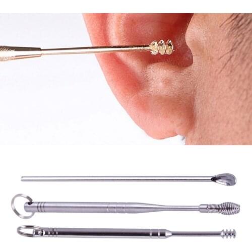 1/3pcs Double-ended Stainless Steel Spiral Ear Pick Spoon Ear Wax Removal Cleaner Ear Tool Multi-function Portable