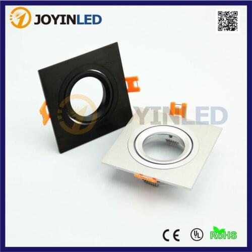 10pcs Square Black/Silver Color Aluminium Frame Led Bracket Halogen/led Spotlights Frame Fittings Free shipping