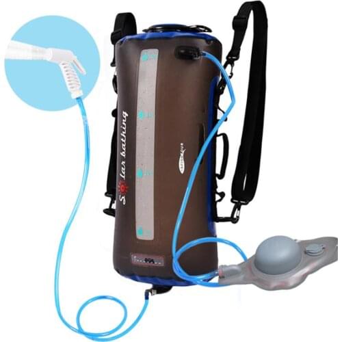 12/20L Outdoor Camping Tourism Shower Bag Folding Water Bag Container Sack with Air Pump 1.9m Hose Shower Head for Hiking Picnic