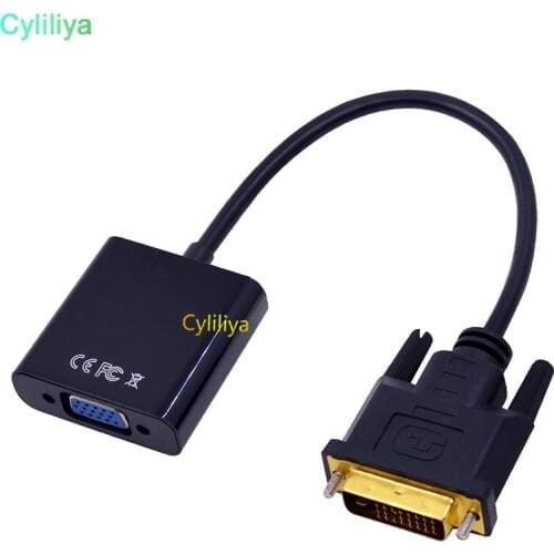 50PCSs DVI-D to VGA Adapter 24+1 25Pin DVI to 15Pin VGA Converter Cable for PC Desktop Notebook HD 1080P Monitor Display