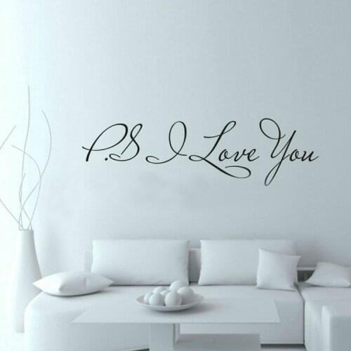 58*15cm PS I Love You Wall Art Decal Home Decor Famous & Inspirational Quotes Living Room Bedroom Removable Wall Stickers 8017