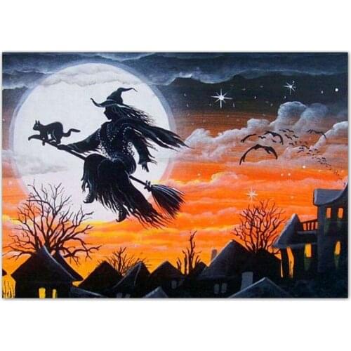 5D DIY Needlework Diamond Embroidery Halloween Witch Hot Sale Diamond Painting mosaic Picture Handmade Rhinestone Home Decor