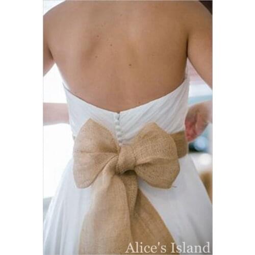 6PCS/lot Hessian Jute Burlap Chair Sashes Jute Chair Tie Bow Rustic Wedding decor vintage wedding decorationcenterpieces